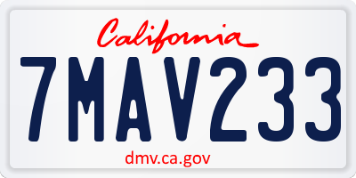 CA license plate 7MAV233