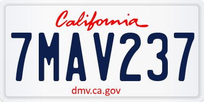 CA license plate 7MAV237