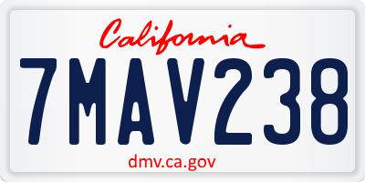 CA license plate 7MAV238