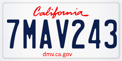 CA license plate 7MAV243