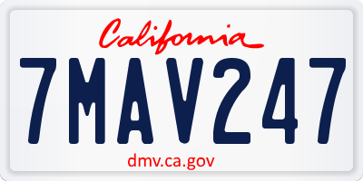 CA license plate 7MAV247