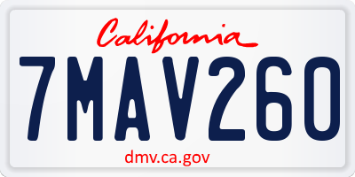 CA license plate 7MAV260