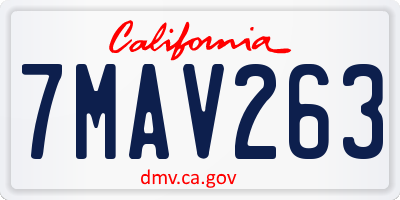 CA license plate 7MAV263