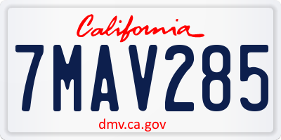 CA license plate 7MAV285