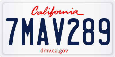 CA license plate 7MAV289