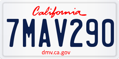 CA license plate 7MAV290