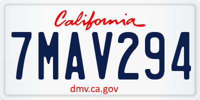 CA license plate 7MAV294