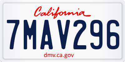 CA license plate 7MAV296