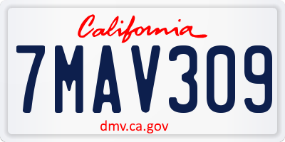 CA license plate 7MAV309