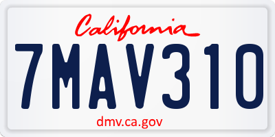 CA license plate 7MAV310