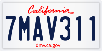 CA license plate 7MAV311