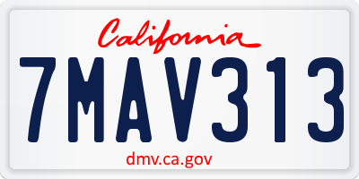 CA license plate 7MAV313