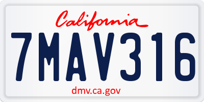 CA license plate 7MAV316