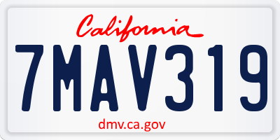 CA license plate 7MAV319