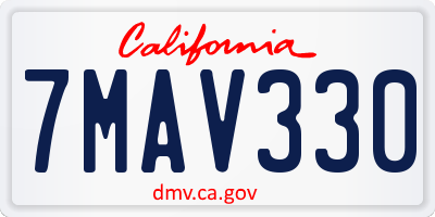CA license plate 7MAV330