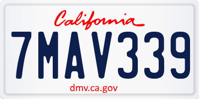 CA license plate 7MAV339