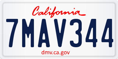 CA license plate 7MAV344