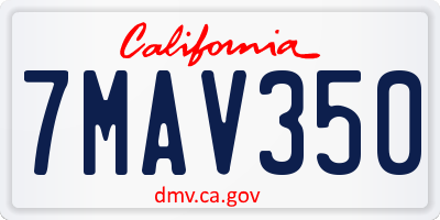 CA license plate 7MAV350