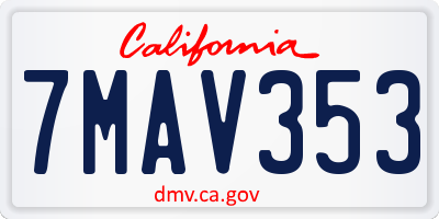 CA license plate 7MAV353