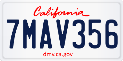 CA license plate 7MAV356
