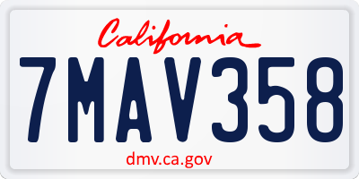 CA license plate 7MAV358