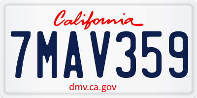 CA license plate 7MAV359