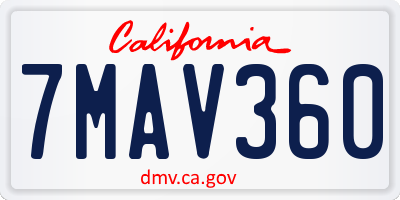 CA license plate 7MAV360