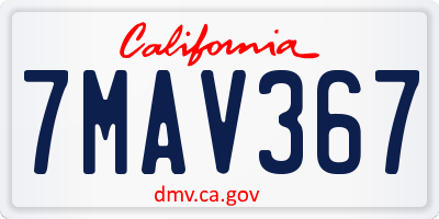 CA license plate 7MAV367