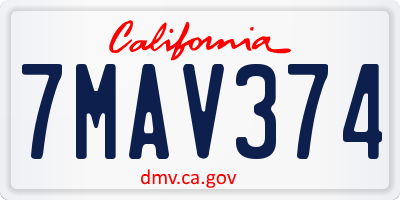 CA license plate 7MAV374