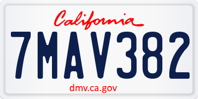 CA license plate 7MAV382