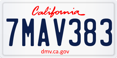CA license plate 7MAV383