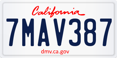 CA license plate 7MAV387