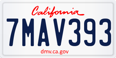 CA license plate 7MAV393