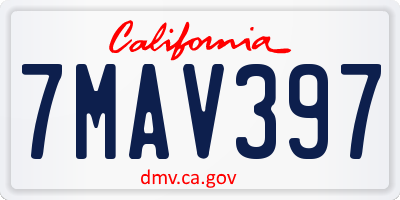 CA license plate 7MAV397