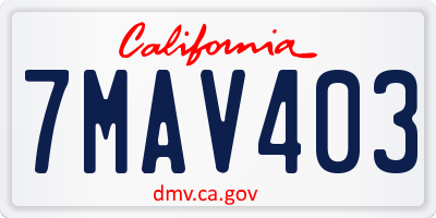 CA license plate 7MAV403