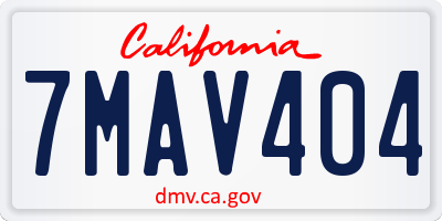 CA license plate 7MAV404