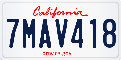 CA license plate 7MAV418