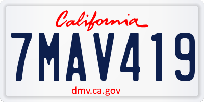 CA license plate 7MAV419