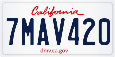 CA license plate 7MAV420