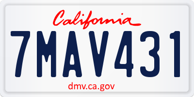 CA license plate 7MAV431