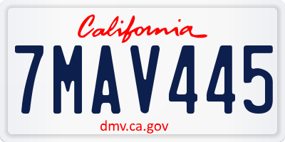 CA license plate 7MAV445