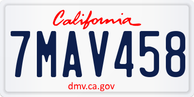CA license plate 7MAV458