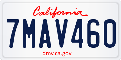 CA license plate 7MAV460