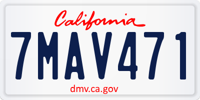 CA license plate 7MAV471