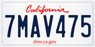 CA license plate 7MAV475
