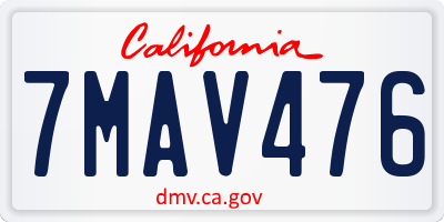 CA license plate 7MAV476