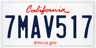 CA license plate 7MAV517