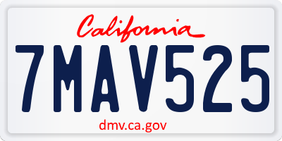 CA license plate 7MAV525