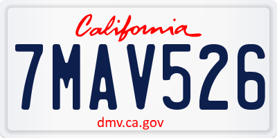 CA license plate 7MAV526