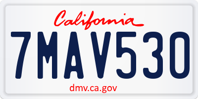 CA license plate 7MAV530